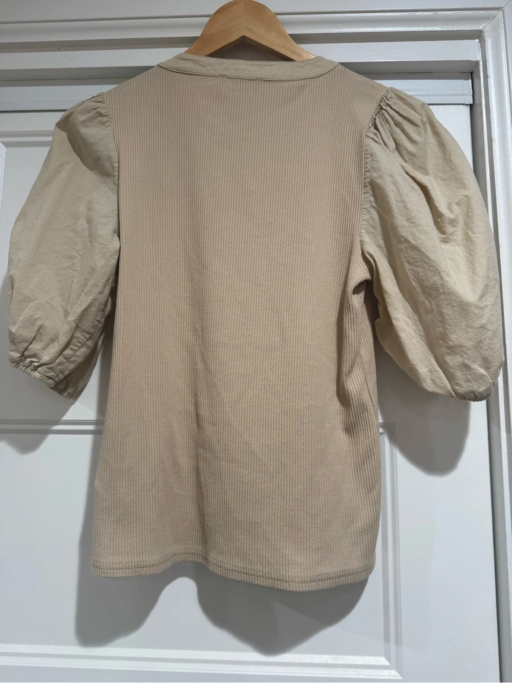 J. Crew Ribbed Puff Sleeve Henley Top